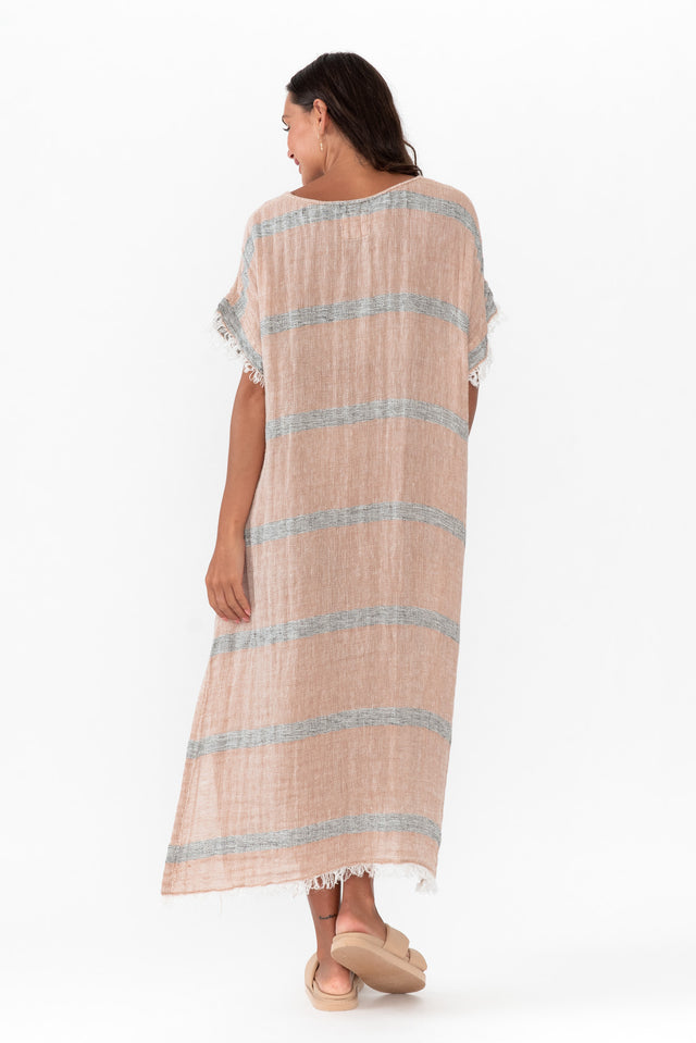 Galene Pink Stripe Linen Dress image 4