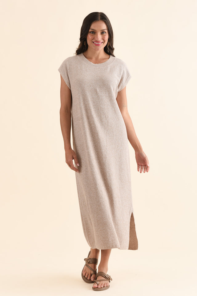 Garrick Beige Cotton Tie Dress,Full Body,Brunette model,alt text|model:Brontie image 6