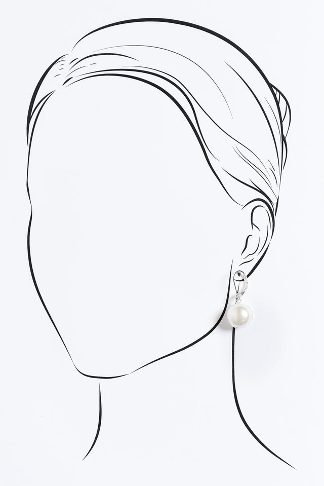 Gendie Silver Pearl Pendant Ball Earrings image 2