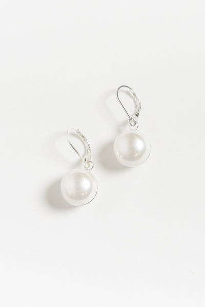 Gendie Silver Pearl Pendant Ball Earrings