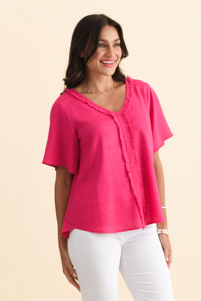Georgio Hot Pink Linen Top image 3