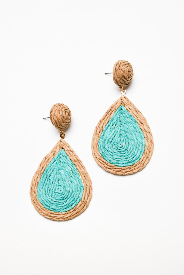 Gerdy Turquoise Raffia Drop Earrings