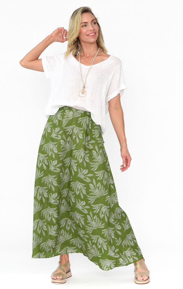 Giana Green Palm Linen Maxi Skirt banner image