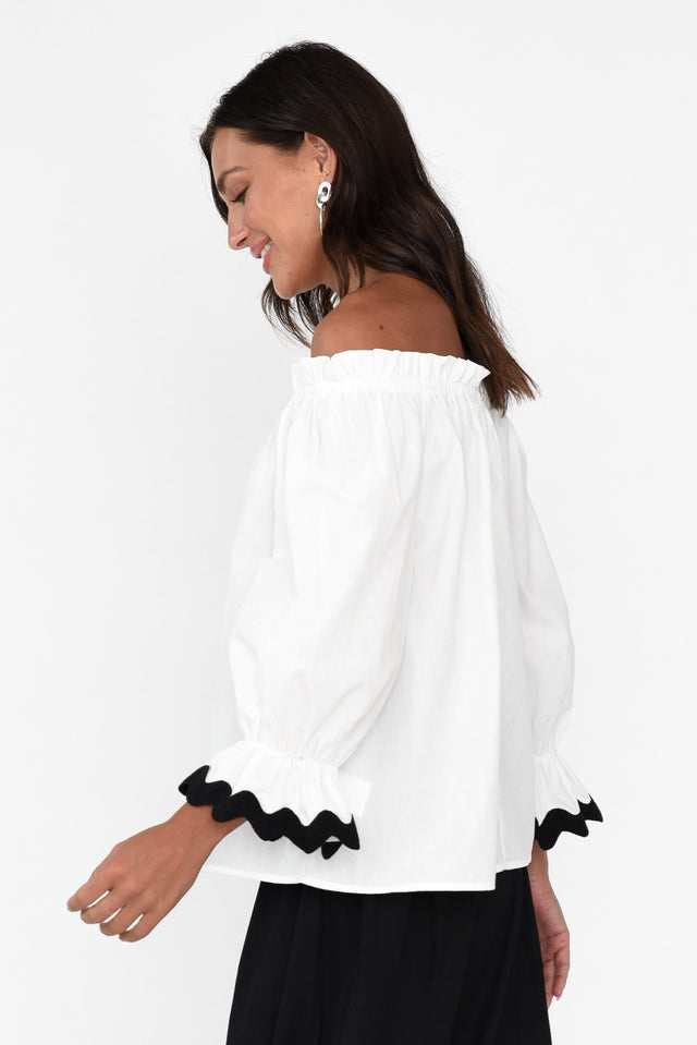 Gibson White Cotton Off Shoulder Top image 4