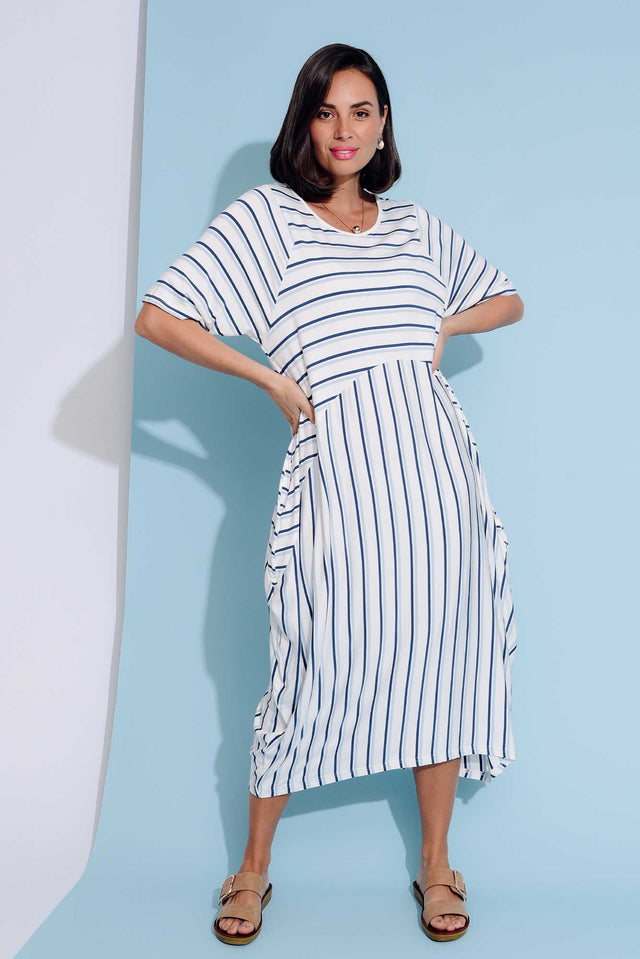 Gina Blue Stripe Bamboo Dress image 1