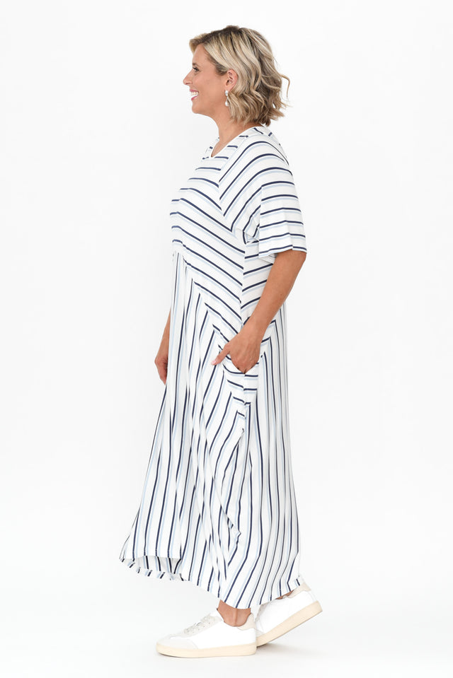 Gina Blue Stripe Bamboo Dress