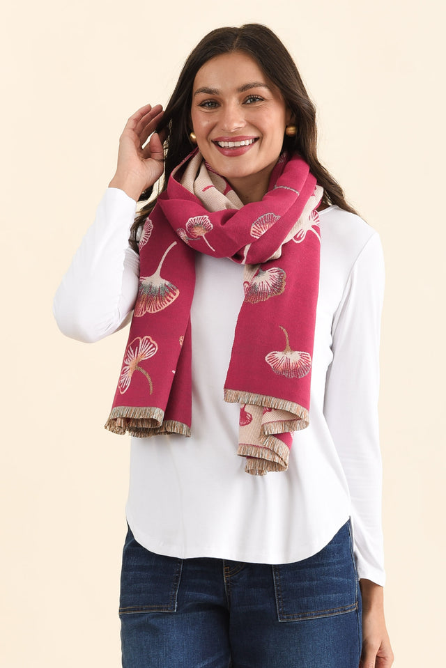 Ginko Pink Flower Scarf