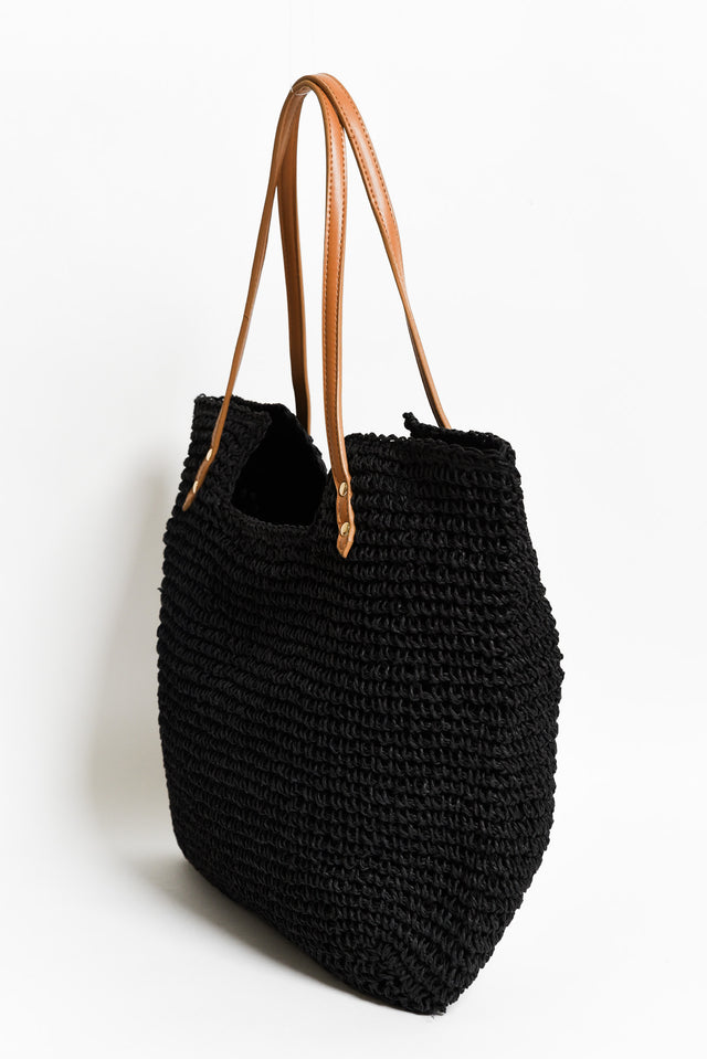 Gisette Black Straw Shoulder Bag