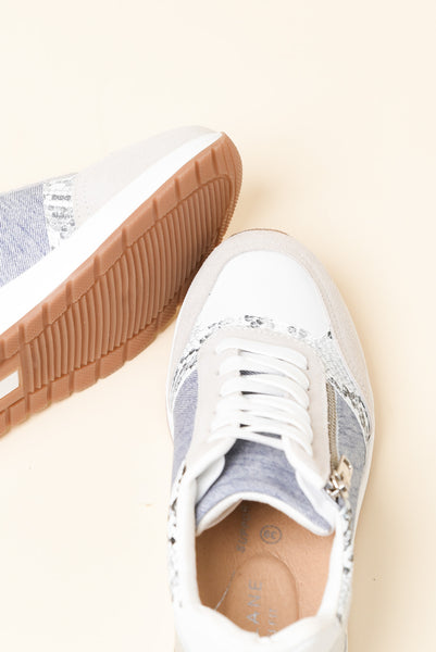 Gleeb Blue Glebe Denim Multi Leather Zip Sneaker - Blue Bungalow AU