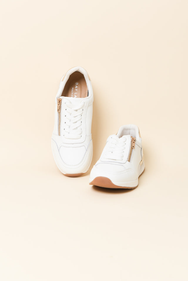 Glebe White Contrast Leather Zip Sneaker image 3