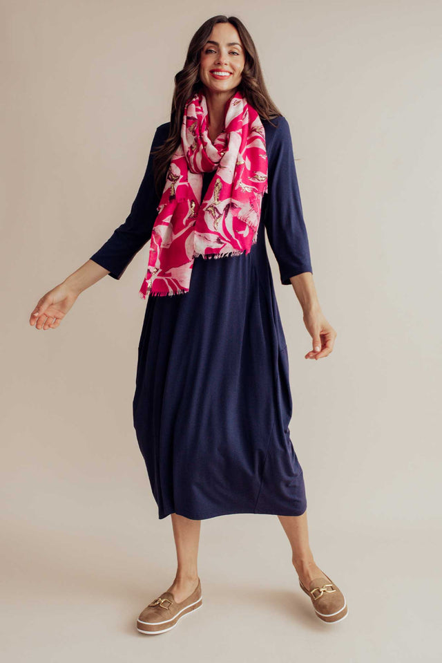 Glenda Navy Sleeved Crescent Dress image 1