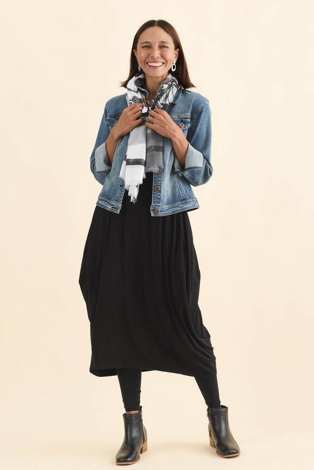 Glenda Black Short Sleeve Crescent Dress banner image