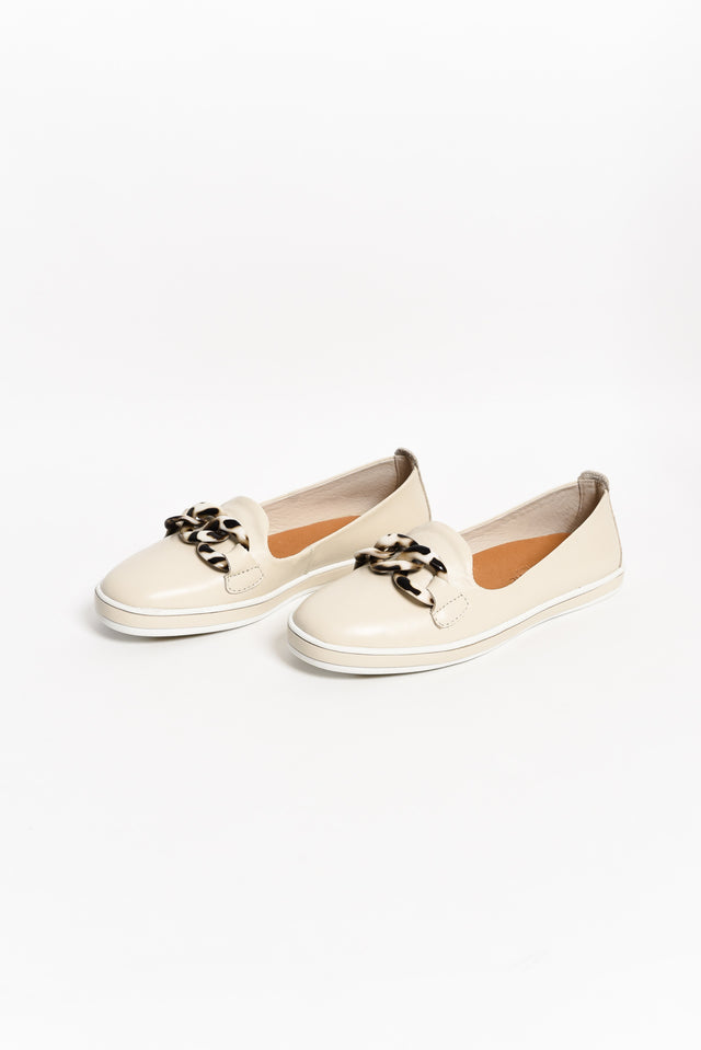 Gogo Cream Leather Chain Loafer