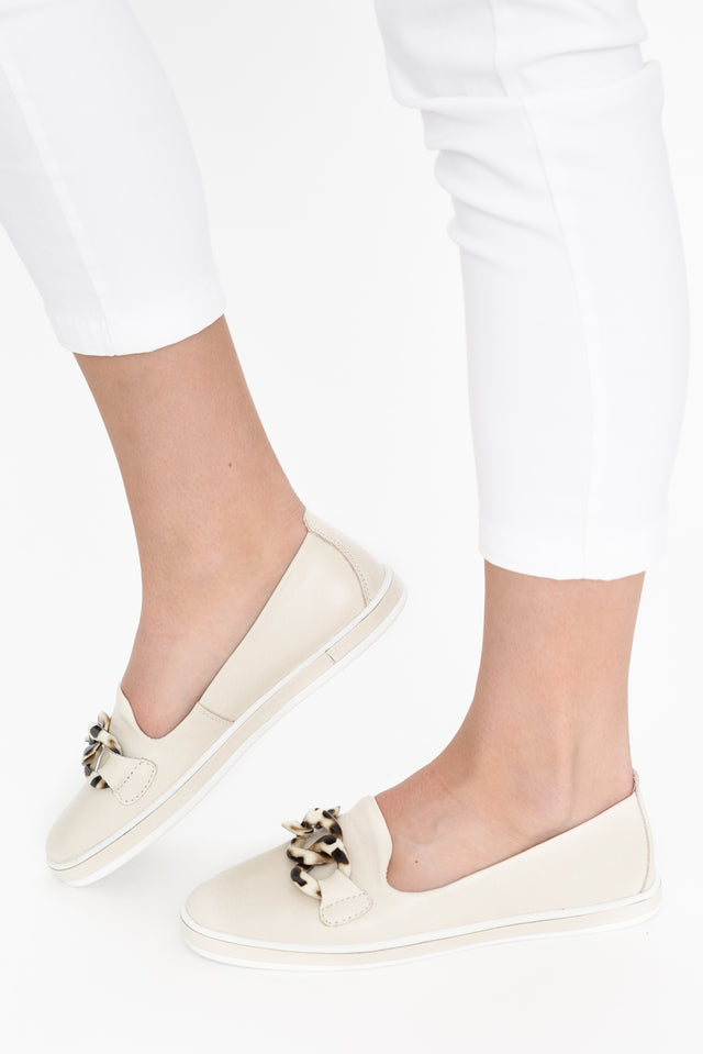 Gogo Cream Leather Chain Loafer image 1