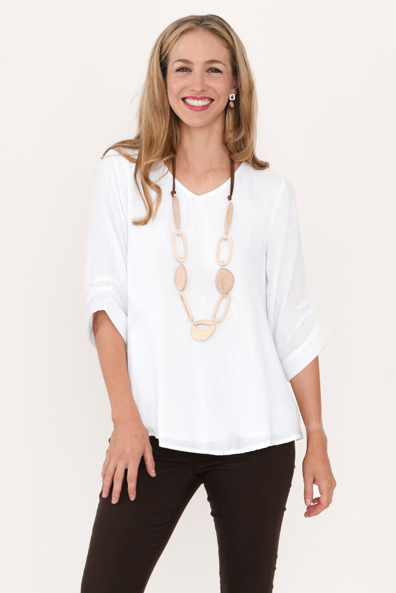 Gomez White Button Top - Blue Bungalow AU