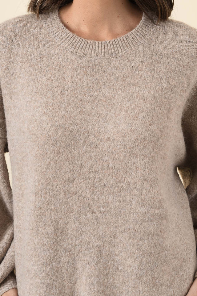 Grady Beige Knit Jumper,Brunette model,alt text|model:MJ image 5