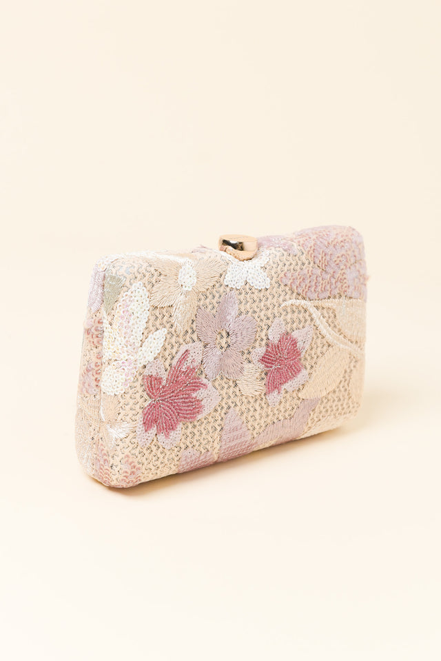 Greta Blush Floral Embroidered Clutch image 3
