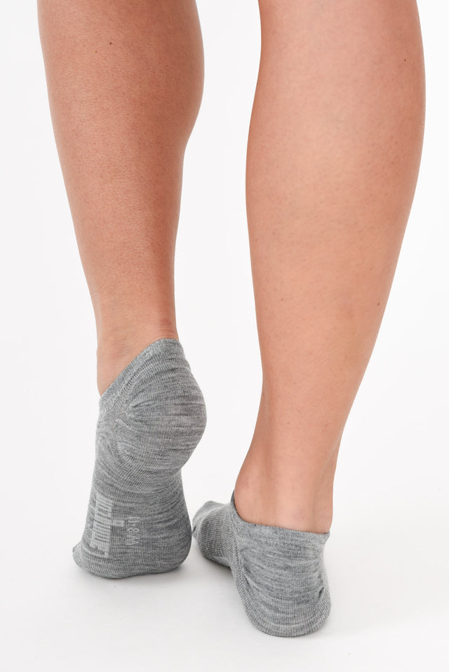 Grey Merino Wool Two Pack Sneaker Socks image 4