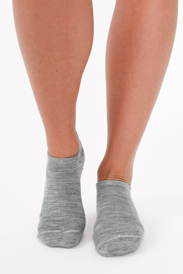 Grey Merino Wool Two Pack Sneaker Socks image 3