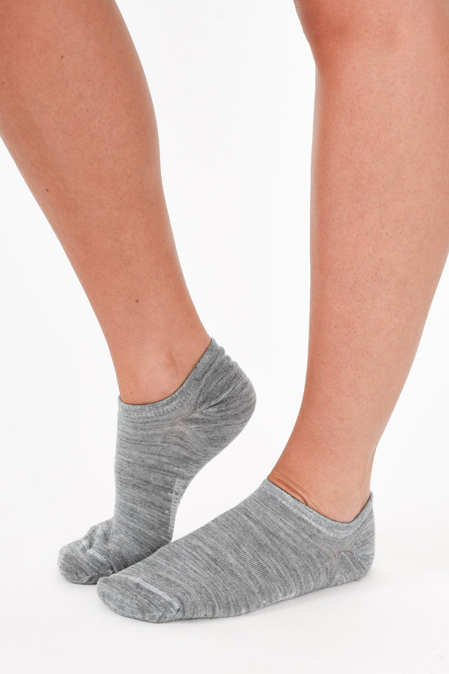 Grey Merino Wool Two Pack Sneaker Socks image 1