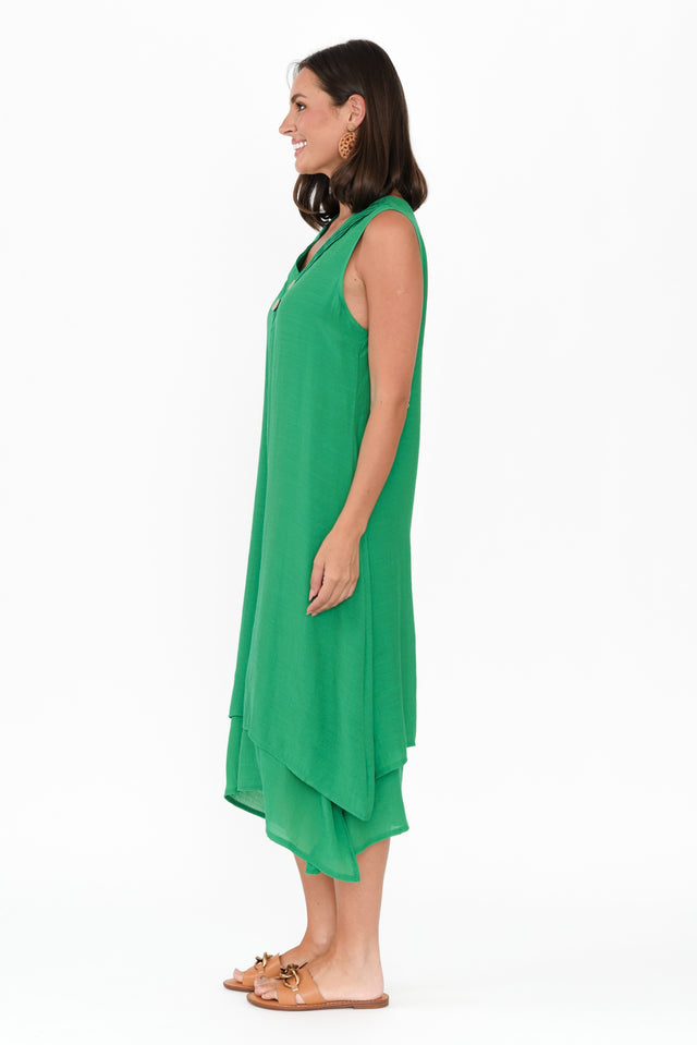 Gutha Green Cotton Blend Layer Dress