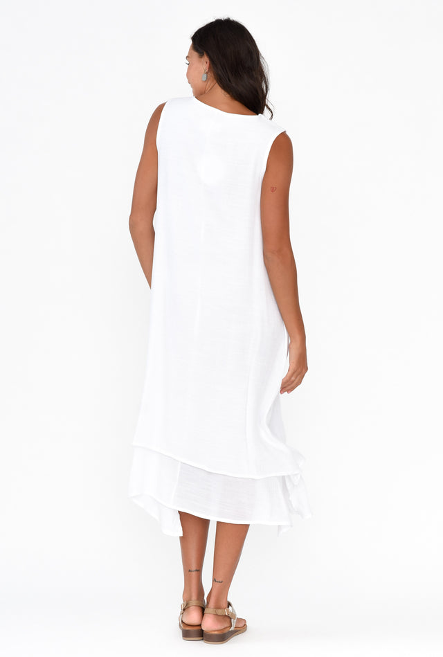 Gutha White Cotton Blend Layer Dress