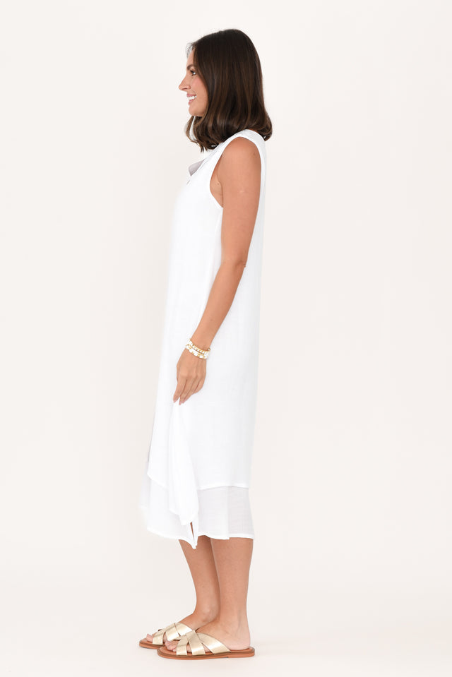 Gutha White Cotton Blend Layer Dress