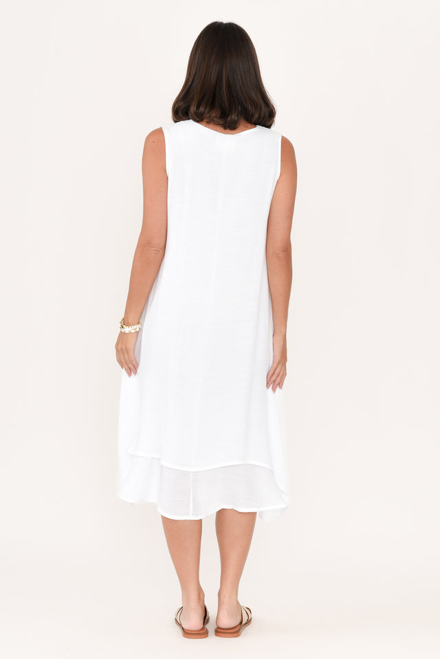 Gutha White Cotton Blend Layer Dress