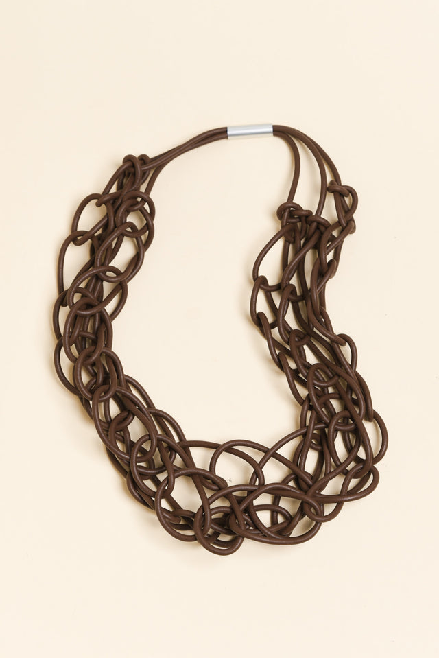 Haisley Brown Rubber Link Necklace