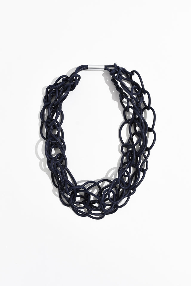 Haisley Navy Rubber Link Necklace image 1