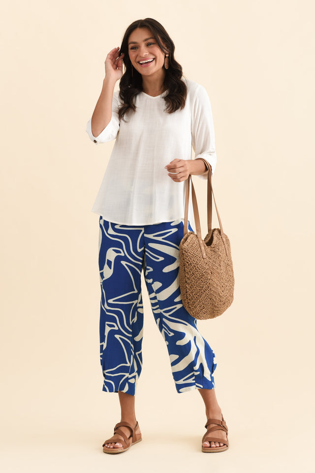 Hallie Cobalt Palm Pocket Pants,Brunette model,alt text|model:Brontie image 3