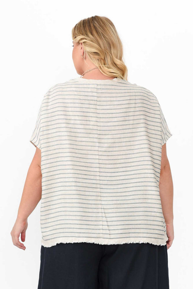 Hanley Beige Stripe V Neck Top