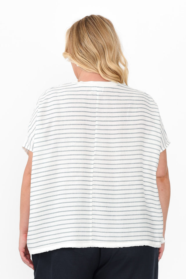 Hanley White Stripe V Neck Top