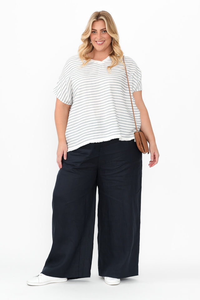 Hanley White Stripe V Neck Top