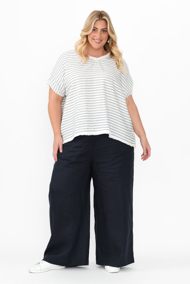 Delsey Navy Linen Wide Leg Pants