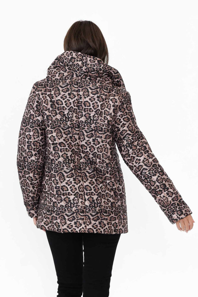 Hansel Brown Leopard Reversible Puffer Jacket