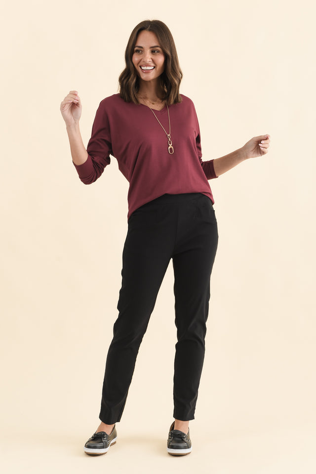Harbour Black Stretch Pants,Brunette model,alt text|model:MJ image 2