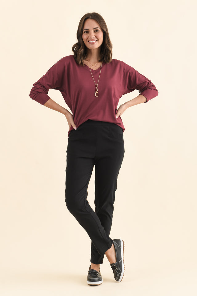 Harbour Black Stretch Pants,Brunette model,alt text|model:MJ image 6
