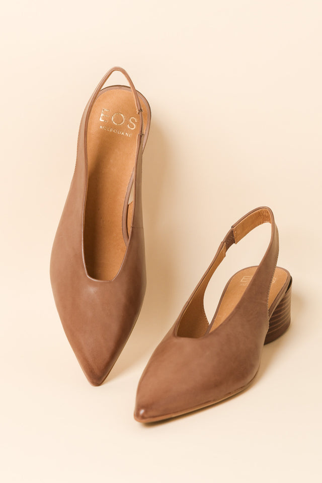 Hatti Taupe Leather Slingback Heel