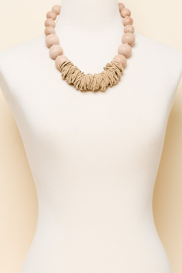 Hayden Natural Wooden Beaded Necklace