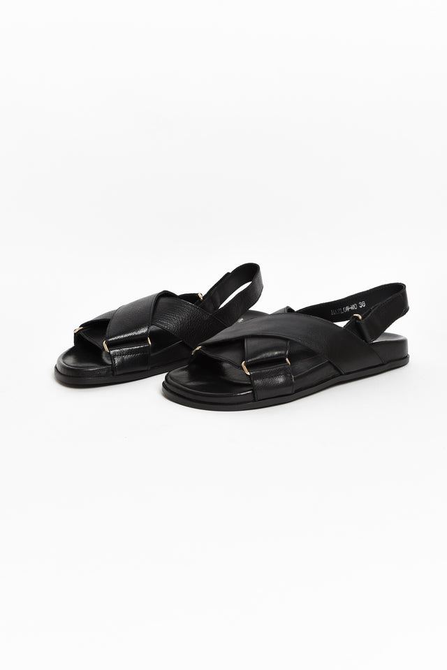 Haylow Black Leather Crossover Sandal image 5