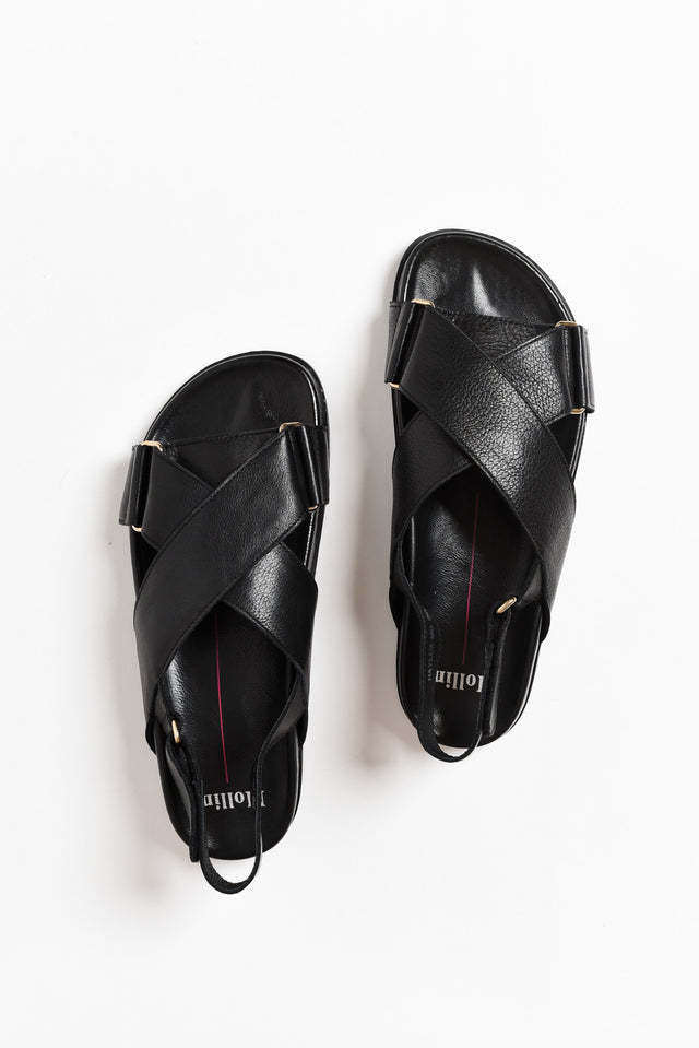 Haylow Black Leather Crossover Sandal image 2