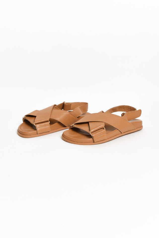 Haylow Tan Leather Crossover Sandal