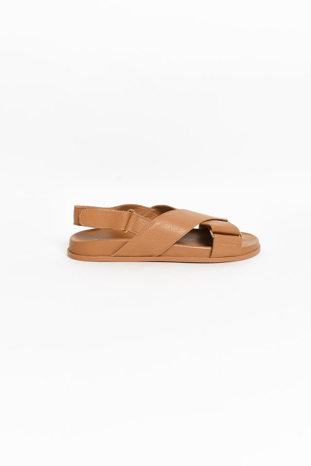 Haylow Tan Leather Crossover Sandal