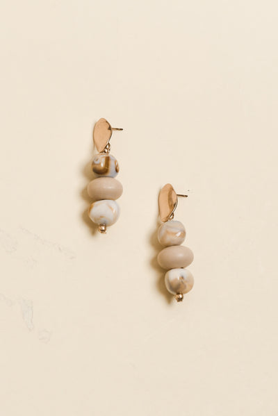 Hazel Taupe Stone Drop Earrings