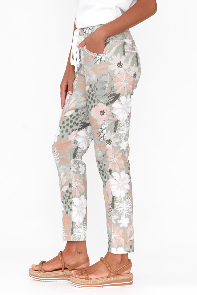 Hedda Khaki Floral Drawstring Pants image 4