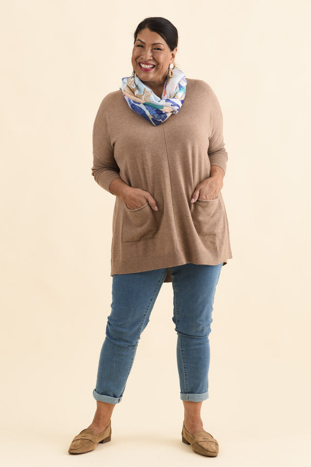 Helsinki Mocha Knit Pocket Jumper,Brunette model,alt text|model:Pilita image 10