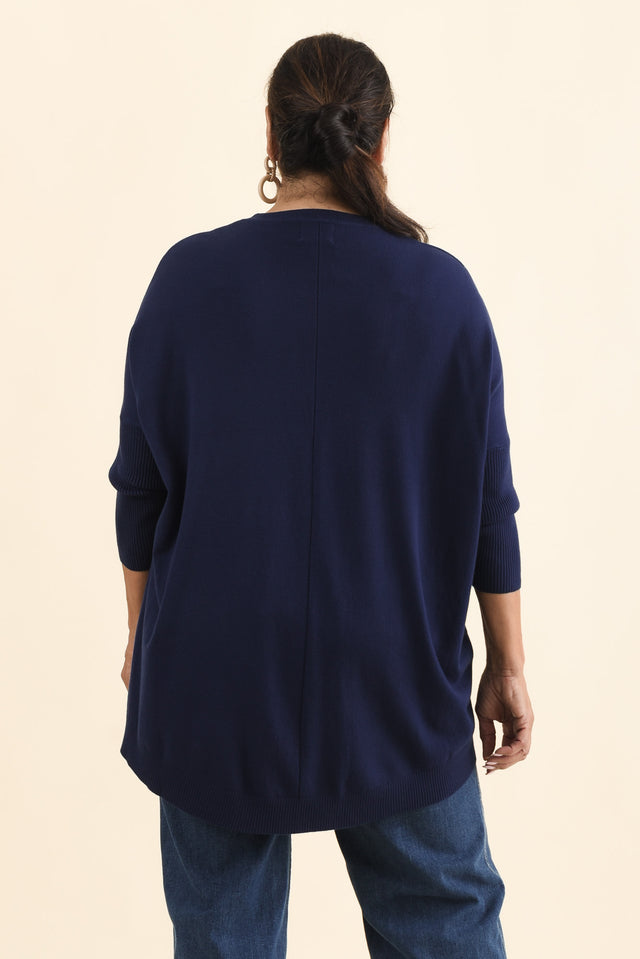 Helsinki Navy Knit Pocket Jumper,Brunette model,alt text|model:Pilita image 12
