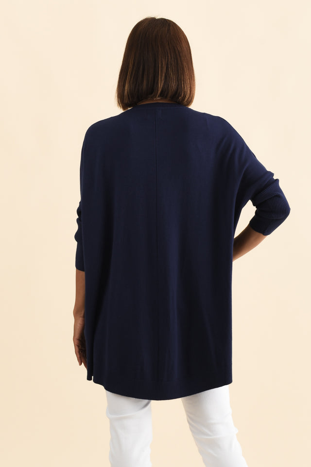 Helsinki Navy Knit Pocket Jumper,Brunette model,alt text|model:Cara image 6