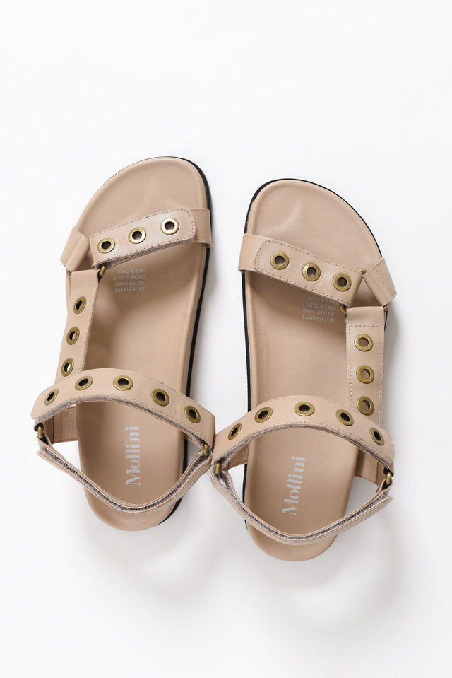 Herished Stone Leather Velcro Sandal